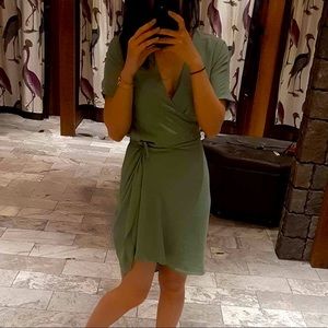 Aritzia Babaton Green Wallace Wrap Dress